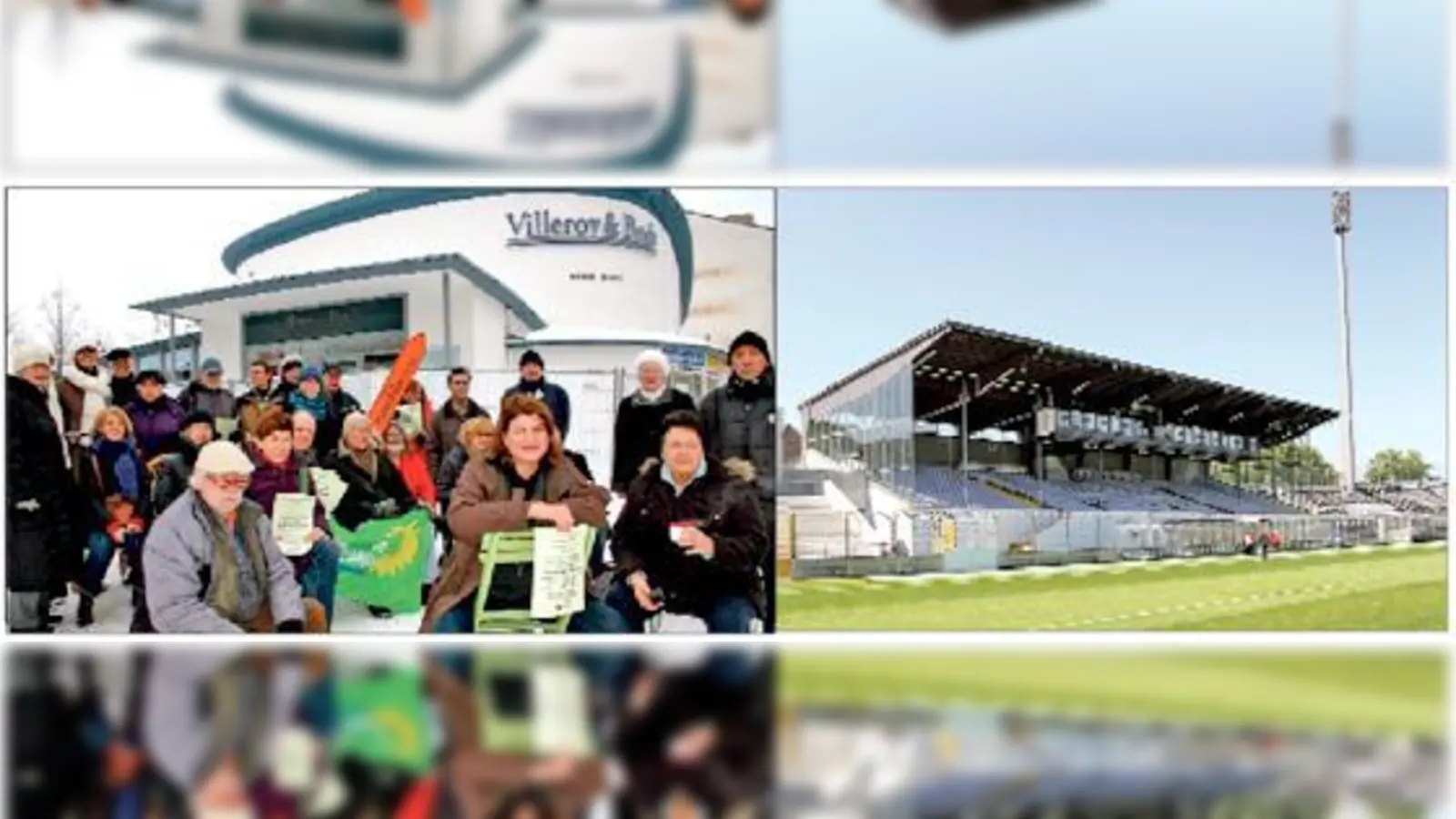 Trotz Demo wird die Flunder abgerissen (Bild links). Das Sechzger Stadion wird nach Bauarbeiten wieder eröffnet (Bild rechts).  	 (Foto: HH/A. Wild)