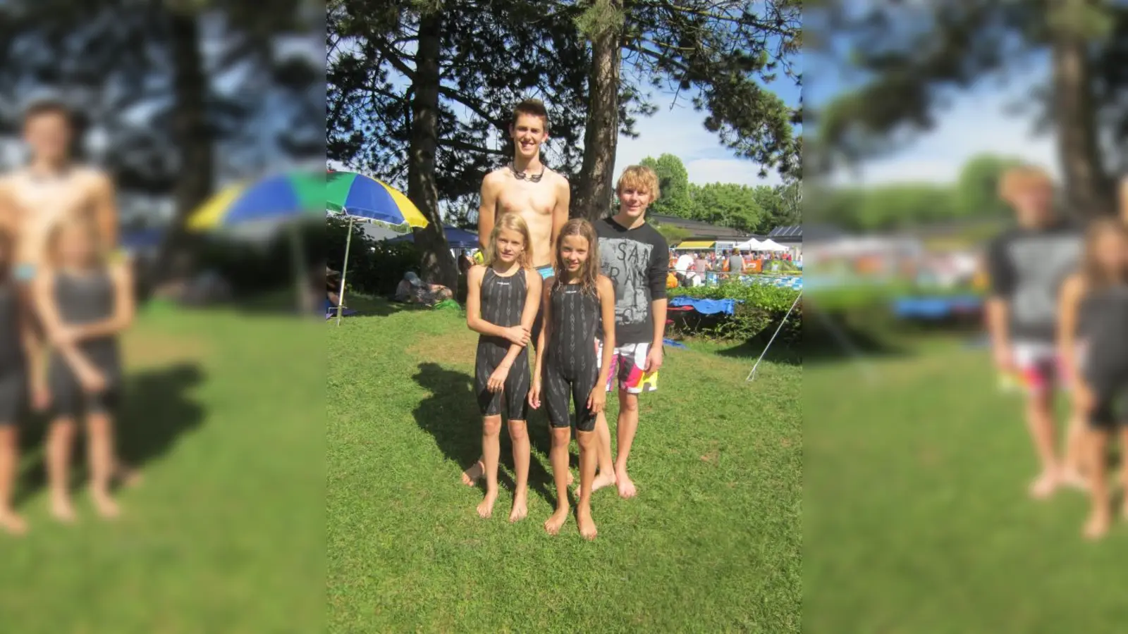 Erfolgreich für den TSV Eintracht Karlsfeld in Erding am Start: Igor Cvijanovic, Florian Wallner (hinten v. l.), Miriam Zanklmaier und Hannah Winzer (vorne v. l.). (Foto: pi)