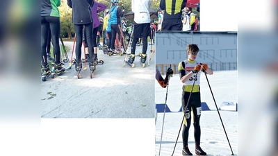 Nachwuchs-Langläufer des Skiclubs, Moritz Höflinger ist mittlerweile Bayrischer Vizemeister in der Altersklasse 14 im Klassischen Stil (Foto rechts). Skirollertraining des SC Hochvogel e.V. im Ostpark. 	 (Foto: SC Hochvogel e.V.)