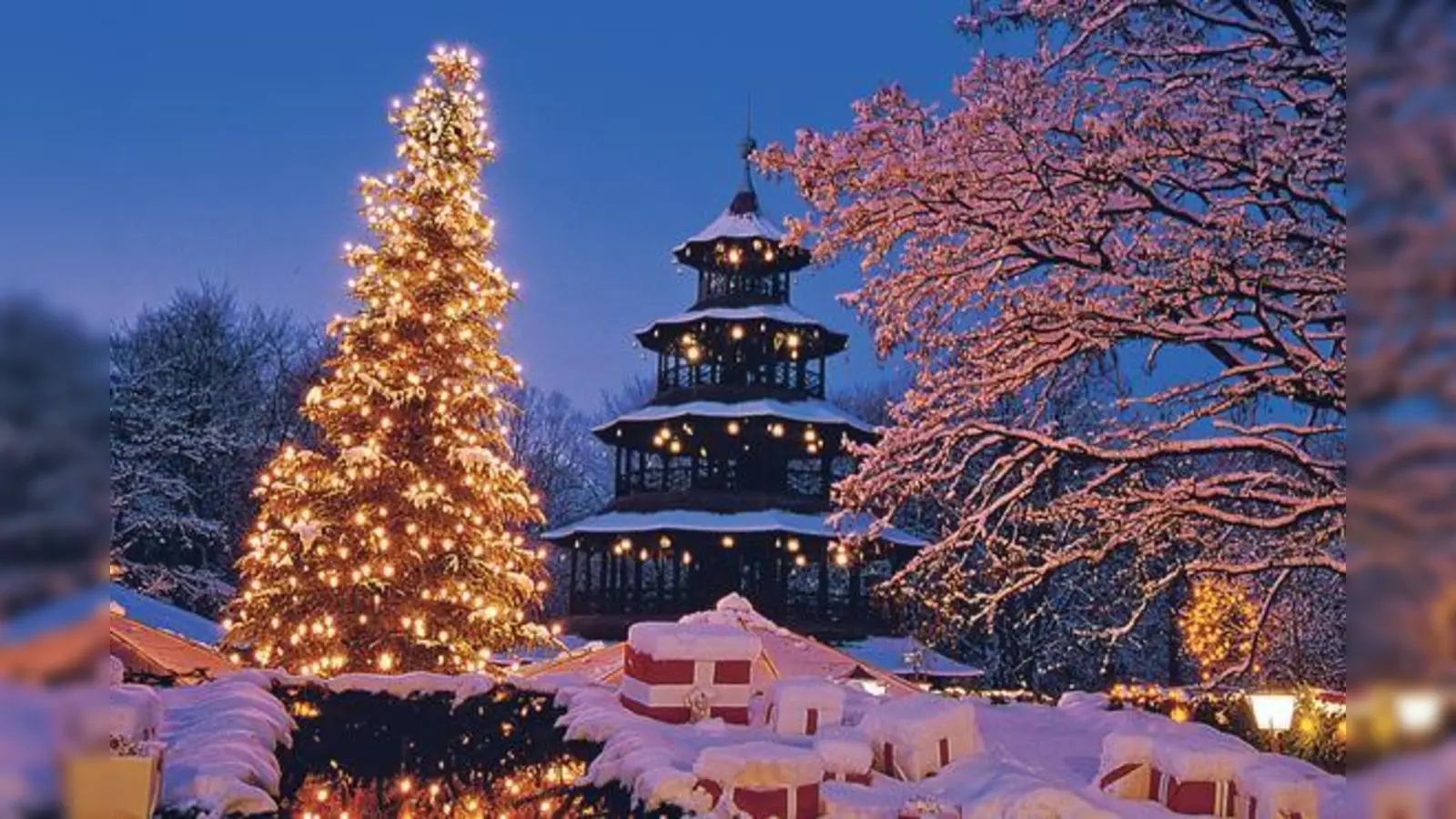 Romantik pur: Der Weihnachtsmarkt am Chinesischen Turm. Hoffentlich spielt auch das Winterwetter so schön mit.  	 (Foto: B. Roemmelt)