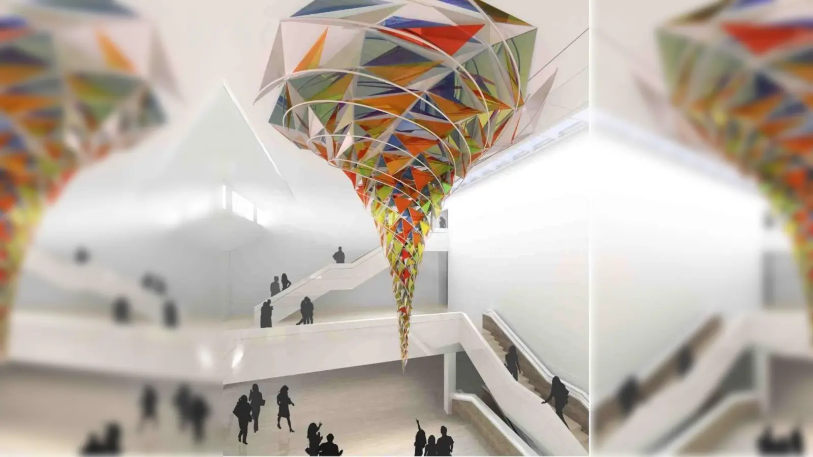 Ein spiralartiger Wirbel mit vielen farbigen Glasfacetten soll zum Mittelpunkt des Eingangsraumes werden. (Foto: © Olafur Eliasson)