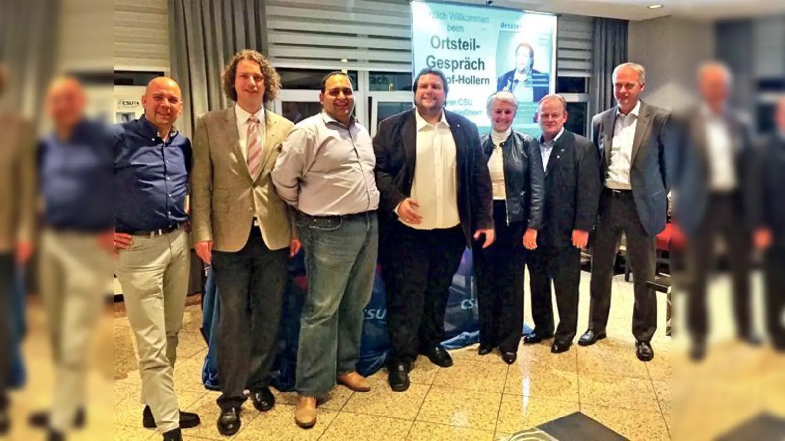 Stadtrat Michael Schessl, stellvertretende CSU-Ortsvorsitzender Sascha Allwein und Ali-Reza Mayer, Stefan Krimmer (Zweiter Bürgermeister), Stadträte Brigitte Weinzierl, Ludwig Pettinger und Stefan Diehl. 	 (Foto: VA)