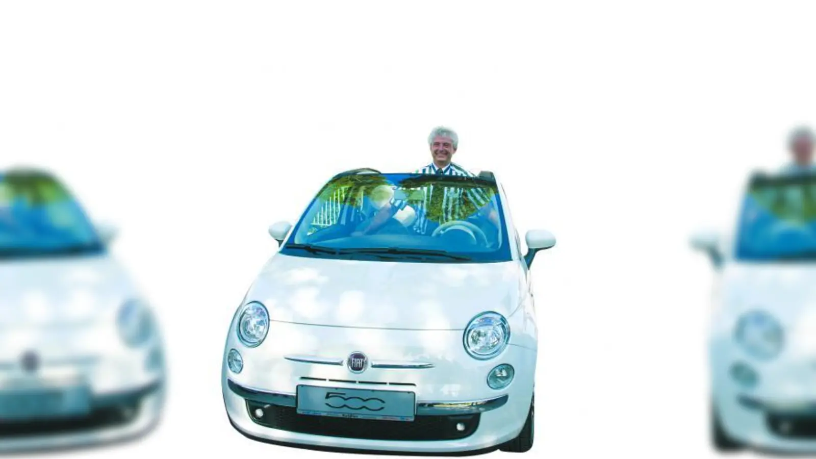 Hans Zischka, der geschäftsführende Gesellschafter des Unternehmens, im neuen Fiat 500 Cabrio. (Foto: sb)