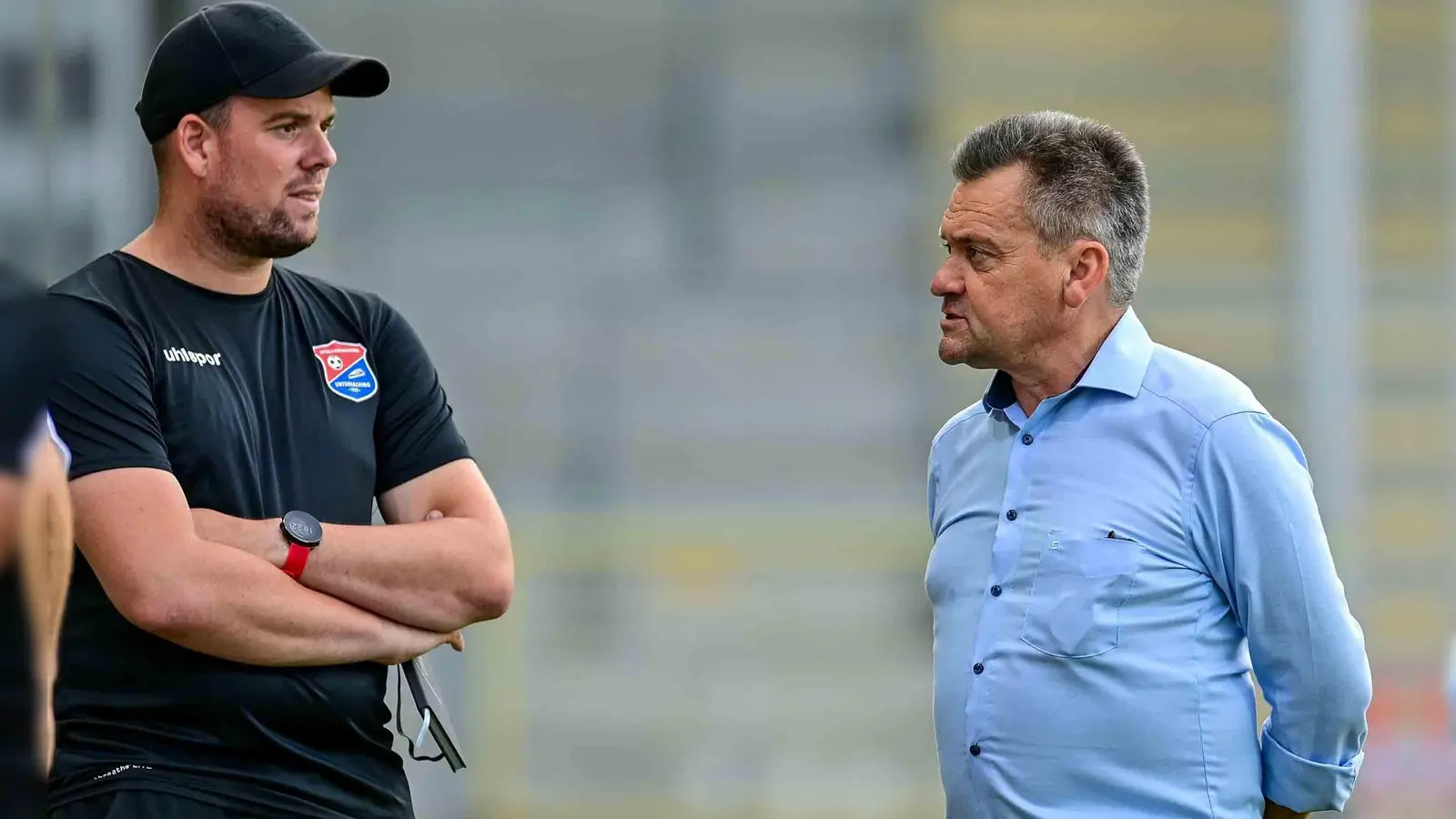 Marc Unterberger (links) ist nicht mehr Cheftrainer der SpVgg Unterhaching. Die Entscheidung sei nicht leicht gefallen, teilte Präsident Manfred Schwabl mit. (Foto: Sven Leifer)