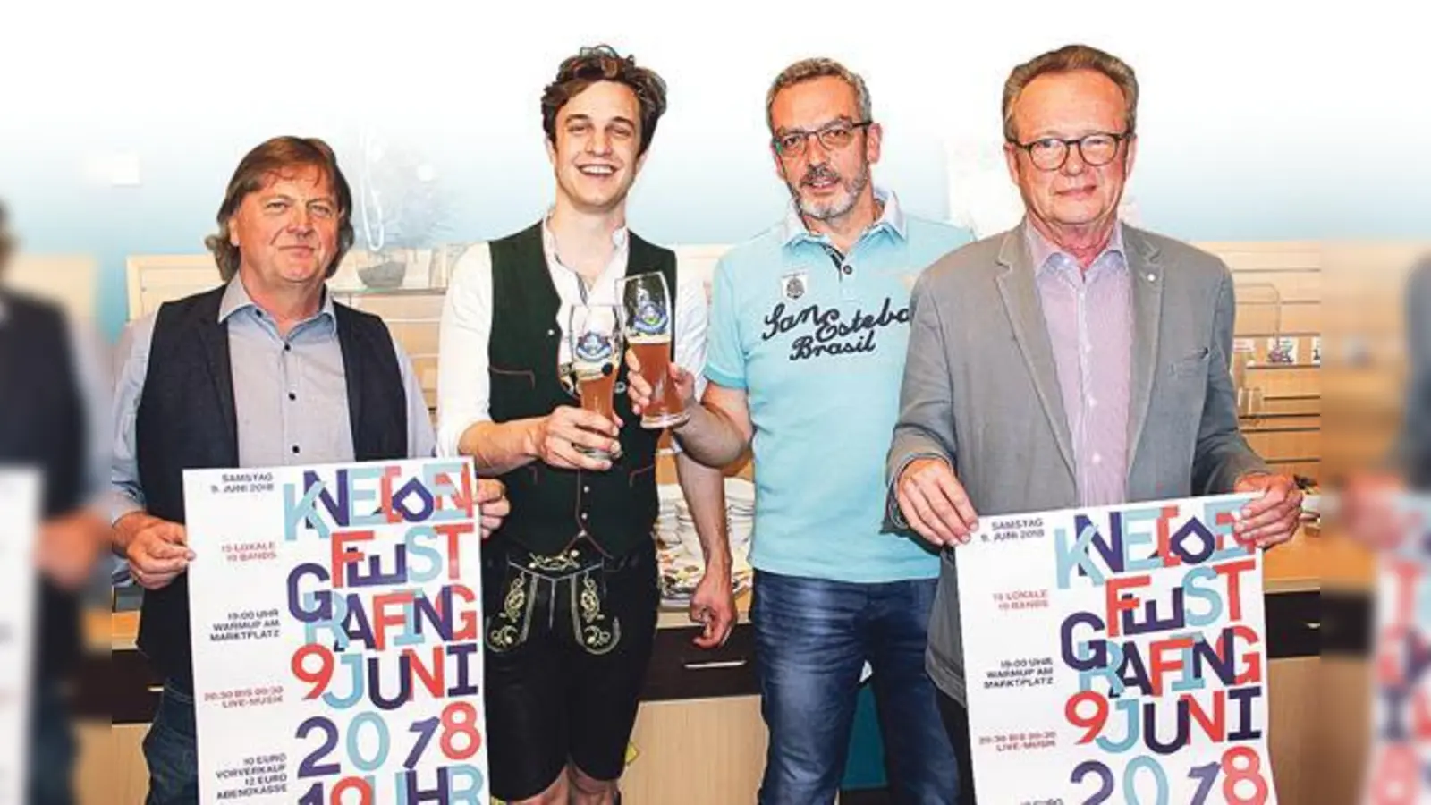 Na dann Prost: Rudi Baumann, Gregor Schlederer, Peter Schölzel, und Peter Rothmoser (von links) freuen sich auf die nächste Auflage des Grafinger Kneipenfests.	 (Foto: Stefan Dohl)