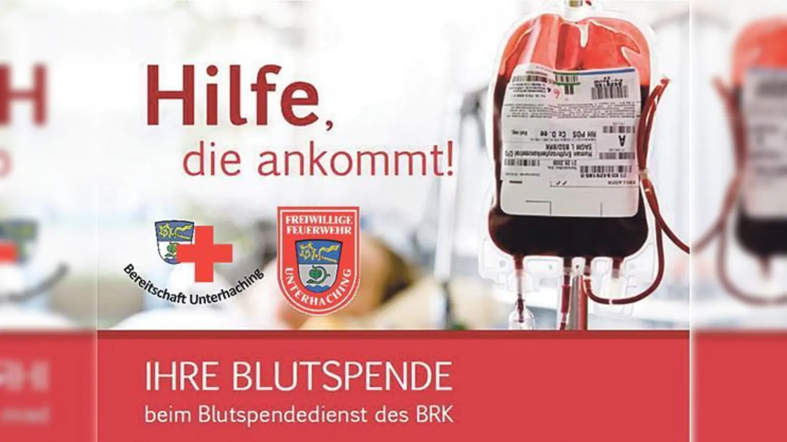 In einer Gemeinschaftsaktion von BRK und der FFW Unterhaching wird am 6. August ein Blutspendetermin in der Hachinga Halle in der Grünauer Allee veranstaltet.	 (Foto: VA)