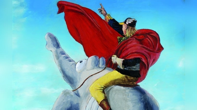 Otto nimmt sich die großen Werke der Kunstgeschichte vor - auf seine Weise. Hier das heroische Napoleon-Bild von Jacques-Louis David. (Foto: Otto Waalkes/Otto Kunst GmbH)