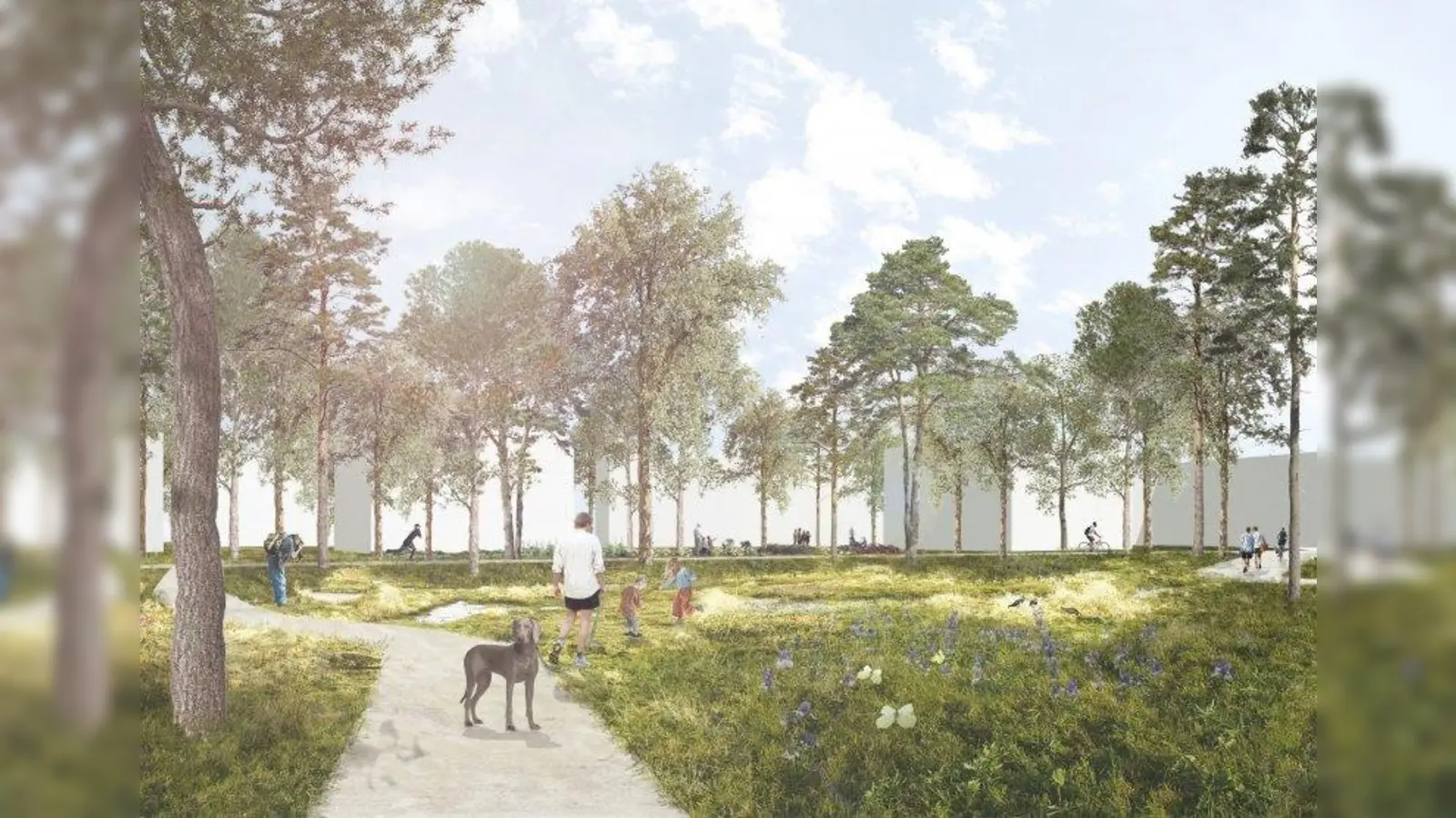 Zwischen Ludl-Gelände und Eichinger Weiher: So könnte ein möglicher Bürgerpark in Karlsfeld eventuell aussehen. (Foto: Marie Waller („Orte einer Stadtregion – Identifikation der Gemeinde Karlsfeld“))