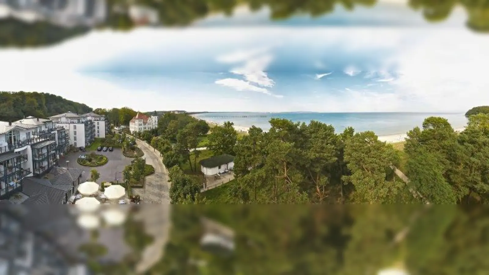 Moderne Bäderarchitektur: Das Private Palace Grand Hotel Binz besteht aus vier Häusern, die im Erdgeschoss verbunden sind. (Foto: Grand Hotel Binz)