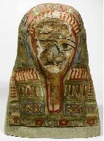 Eine typische ägyptische Mumienmaske aus Papyrus und Stuck.	 Foto: Museum