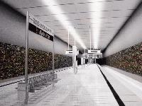 Vom Tunnel in einen »Laubwald«: Die künftige U-Bahnstation »Moosacher St.-Martins-Platz« wird mit 124.000 grünen Bildern tapeziert. Repro: Rafael Sala