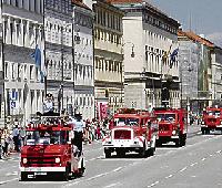 Fahrzeugparade am 17. Juni. Rechts: Andreas Igl (r.) von der Freiwilligen Feuerwehr .Foto: Feuerwehr