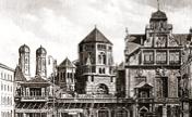 Chaverim München fördert den Dialog zwischen den Religionen, die auf diesem historischen Bild von der Frauenkirche und der 1938 zerstörten alten Synagoge repräsentiert werden. Bild: Chaverim