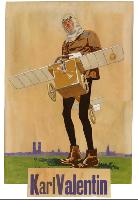 Karl Valentin als Sturzflieger in einer Zeichnung von 1920. Foto: VA