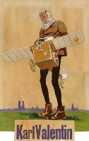 Karl Valentin als Sturzflieger in einer Zeichnung von 1920.Foto: VA