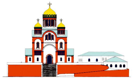 So könnte die russische-orthodoxe Kirche in der Knappertsbuschstraße einmal aussehen.	Graphik: Architektur Bernd Fröhlich