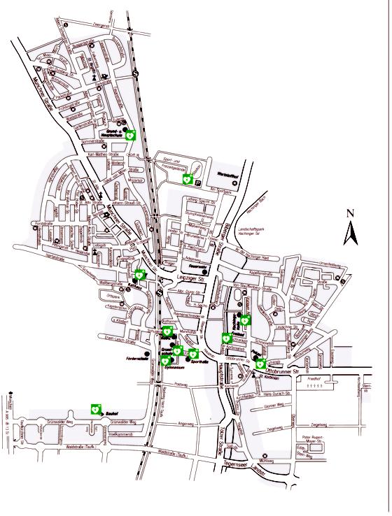 An diesen 11 Standorten  finden Sie die Defibrillatoren  im Ortsgebiet Unterhaching