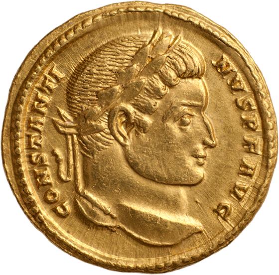 Konstantin der Große, Solidus, Gold, Ende 313-315. Foto: Kästner, Staatliche Münzsammlung München