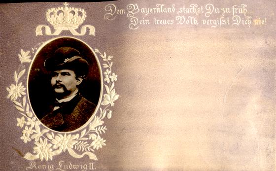 Postkarte mit König Ludwig II. Quelle: Monacensia.Bibliothek