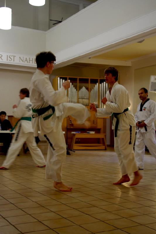 Alle Teilnehmer an der Taekwondo-Prüfung in der ­Erlöserkirche haben bestanden.	Foto: VA