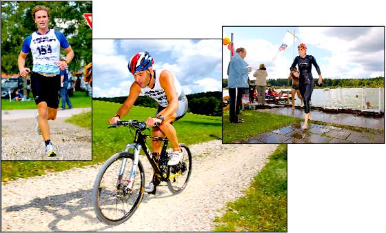 Eine sportliche Herausforderung, aber auch Spaß für die ganze Familie bietet der Glonner-Kastenseeoner »1/10-Triathlon«.	Fotos: Heinz Kühbauch