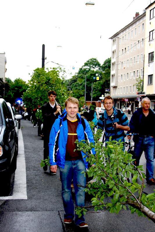 Trotz schlechtem Wetter zogen die Bäume in die Tegernseer Landstraße. 	Foto: Green City e.V.