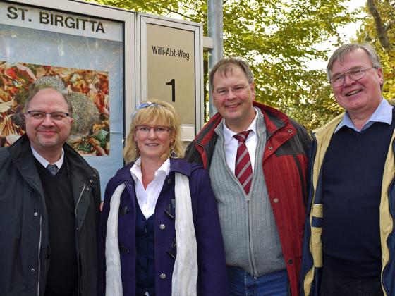 St. Birgitta ist jetzt die Nummer 1: Dafür sorgten (v. l.) Kilian-Thomas Semel, Anna Weyer, Bürgermeister Wolfgang Panzer sowie Dr. Jürgen Türkes. 	F.: Kohnke
