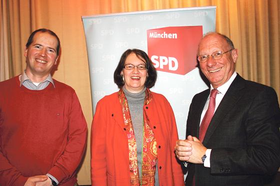Beim Neujahrsempfang der SPD im Münchner Norden: Franz Maget, Christine Strobl und Markus Auerbach (von rechts). 	Foto: ws