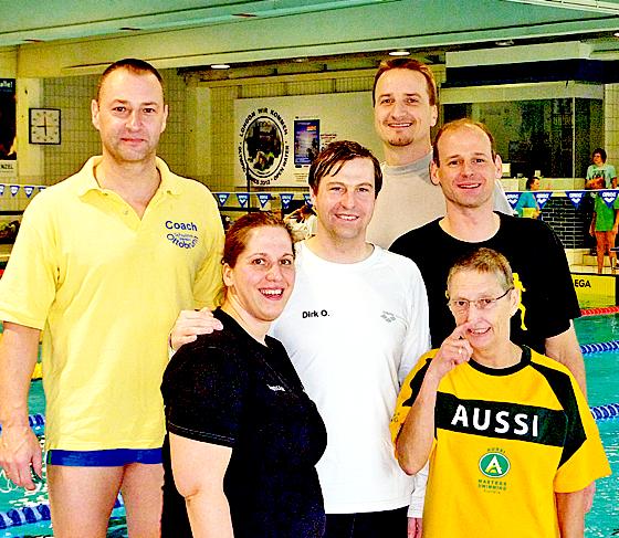 Glückliche Schwimmer (v.l.): Harry Lindner, Manuela Langhof-Menth, Dirk Opavsky, Uwe Bertram, Michael Pranckl und Erika Kejda.	Foto: privat