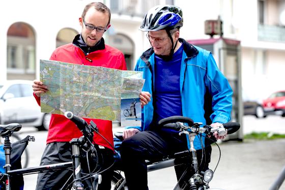 Von Fröttmaning bis zum Marienplatz führte die erste Willkommens-Radtour für Zuagroaste. Foto: Schebesta