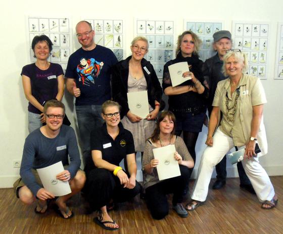 Die Preisträger und Jury-Mitglieder des Comic Wettbewerbs in der Mohr-Villa.	Foto: VA
