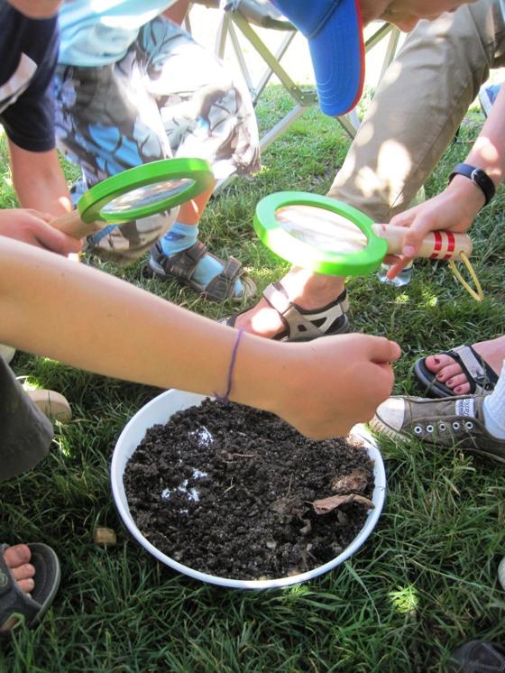 Beim Untersuchen der Erde eines Gemüsefeldes können die Kinder Entdeckungen machen. 	Foto: A. Bilang
