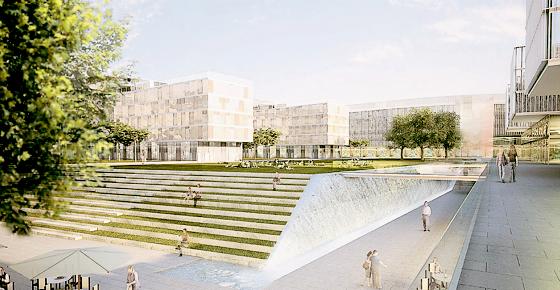 Ein Traum, der nur sehr langsam in erfüllung geht: Das aktuelle Planungskonzept für den Hanns-Seidel-Platz.	Grafik: Stadt München