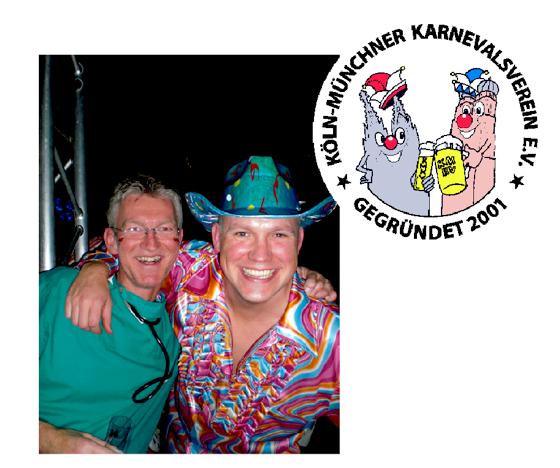 Karl Oost (rechts) bei der kölschen Karnevalsparty in München mit KMKV-Präsident Joachim Zimmermann. Foto: KMKV