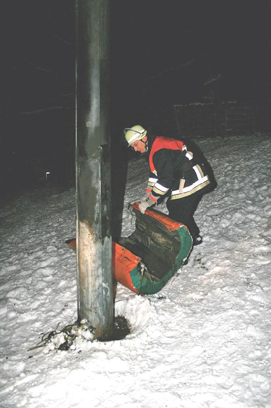Die Floriansjünger der FFW Grünwald bei einem Einsatz auf dem Sportplatz an der Keltenstraße.	Foto: VA