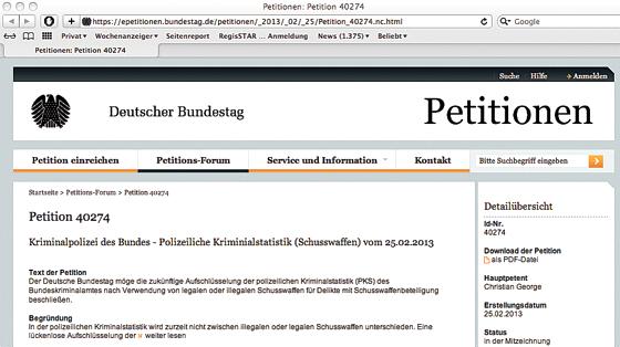 Übersichtlich erscheint die Internetseite des Deutschen Bundestages zu den Petitionsangelegenheiten. Wer online mitentscheiden möchte, muss sich einmal registrieren lassen. Screenshot: red