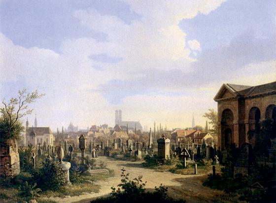 Der Südliche Friedhof in einem Gemälde von Wilhelm Schluchzer, 1831. Foto: Stadtmuseum München