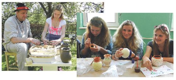 Die Mädchen aus Erding töpferten in Polen   und bemalten ihre Gefäße mit kaschubischen Mustern.	 Foto: privat