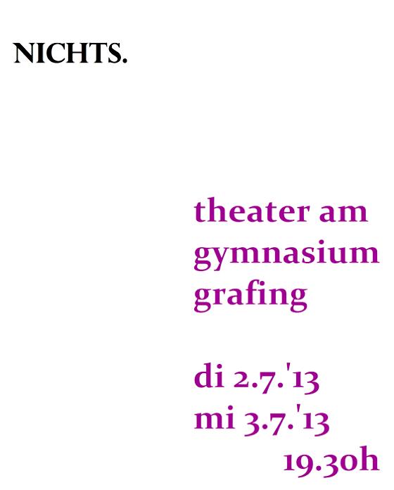 »Nichts« ist am 2. und 3. Juli im Gymnasium Grafing zu sehen.	Foto: VA