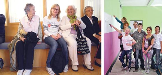 Foto links: Gutes tun als Malteser auf Zeit. Fotos: VA    Foto Rechts: Gemeinsam aktiv werden.