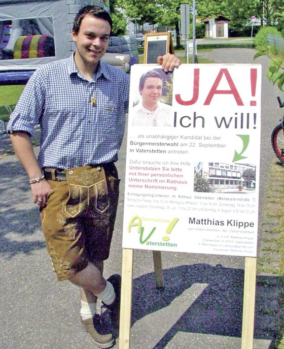 Matthias Klippe will für die Gruppierung »Alternatives Vaterstetten« für das Bürgermeisteramt kandidieren.	Foto: privat