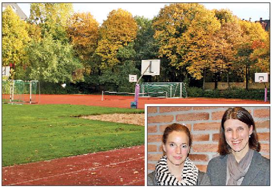 Mareike Mirow-Prinz (links) und Monika Maidl (rechts) wollen, dass die Sportanlage in der Lucile-Grahn-Straße weiter genutzt werden kann.	Foto: Julia Stark