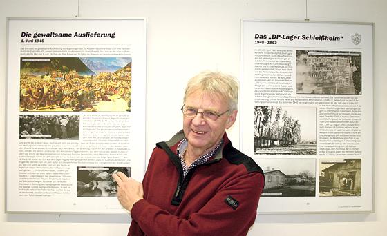Klaus Mai hat die Ausstellung »Von der Fliegertechnischen Schule zum DP-Lager Schleißheim (Feldmoching) 1933-1953« im neuen Kulturzentrum 2411 an der Ecke Blodig-/Dülferstraße organisiert.	Foto: ws