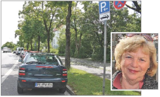 Jüngst wurde in der Allacher Straße eine Pkw-Parkzone eingerichtet. BA-Chefin Johanna Salzhuber (kl. Foto) begrüßt die Maßnahme.	Foto: Julia Stark