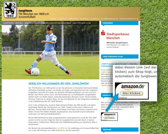 Online-Einkäufe über die Junglöwen-Website. Abbildung: TSV 1860
