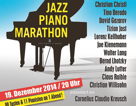 22 Hände an 88 Tasten: Ein Jazz-Konzert der Superlative gibt es am 19. Dezember im Wolf-Ferrari-Haus zu erleben.	Plakat: VA