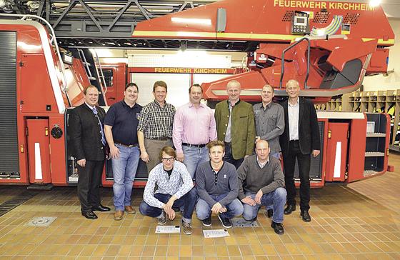 Die wiedergewählten Kommandanten und der neue Vorstand der Feuerwehr Kirchheim. 	F.: FW Kirchheim