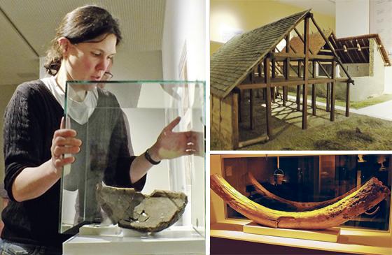 Anja Pütz bringt die Vitrinen in Position, rechtzeitig für die Museumsgäste. Das AschheiMuseum ist wieder geöffnet. Liebevolle Modelle alter Häuser verdeutlichen den Stil früherer Architektur. Fotos: kw
