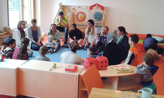 Asylsuchende Mütter mit Kindern besuchten das »Kaffee Kunterbunt«.	Foto: VA