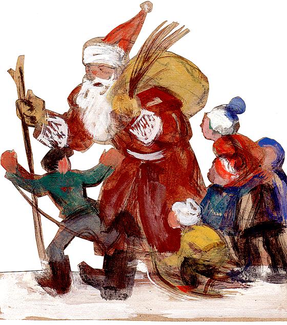 Der anerkannte Tiermaler F.X. Stahl hat auch einen strengen Nikolaus skizziert.